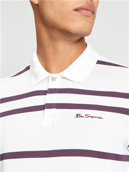 Sport Stripe Polo in Snow White