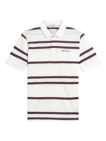 Sport Stripe Polo in Snow White