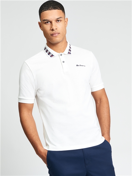 Collar Interest Polo in Snow White