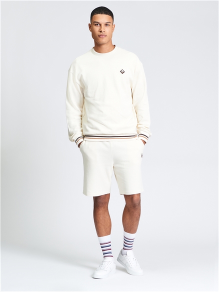 Textured Crew Neck in Oyster White