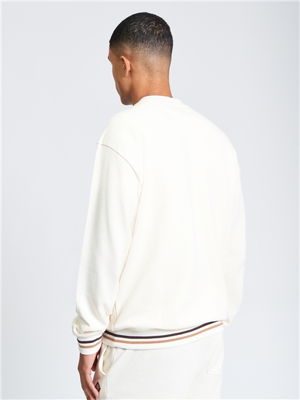 Textured Crew Neck in Oyster White