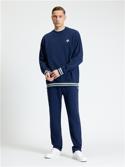 Textured Crew Neck in Dark Navy