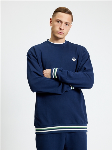 Textured Crew Neck in Dark Navy