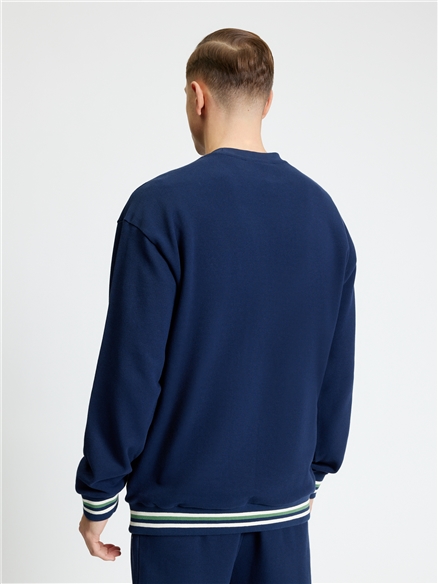Textured Crew Neck in Dark Navy