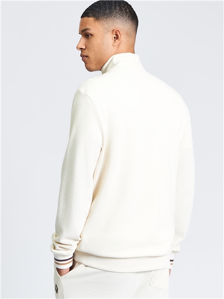 Textured Half Zip in Oyster White