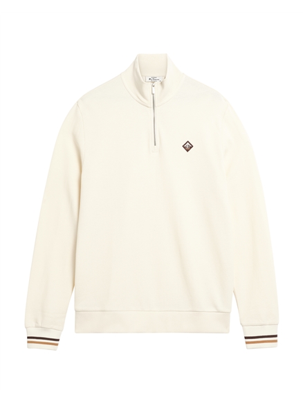 Textured Half Zip in Oyster White