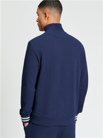 Textured Half Zip in Dark Navy