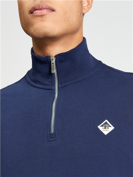 Textured Half Zip in Dark Navy