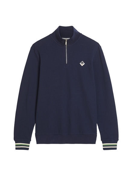Textured Half Zip in Dark Navy