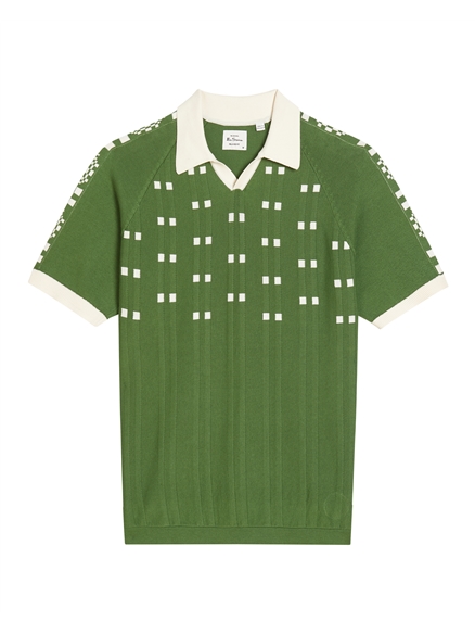 Short Sleeve Retro Sport Open Neck Polo in Fraser Green