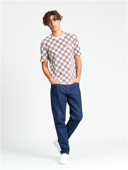  Short Sleeve Allover Printed Tshirt in Violet