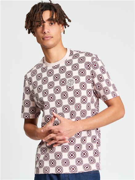  Short Sleeve Allover Printed Tshirt in Violet