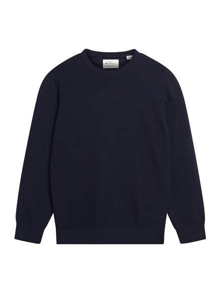 Textured Front Crew Neck in Dark Navy