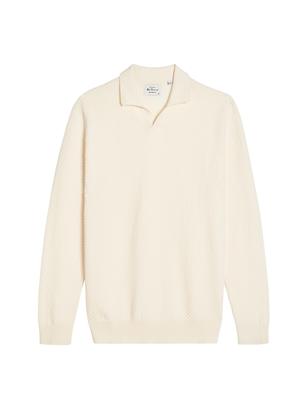 Textured Long Sleeve Open Neck in Ivory