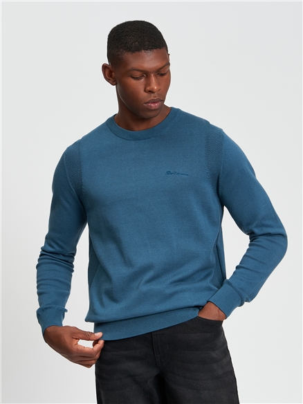 Pique Textured Front Crew