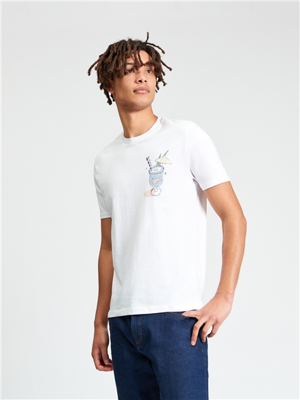 Gold Fish Bowl Tee in White