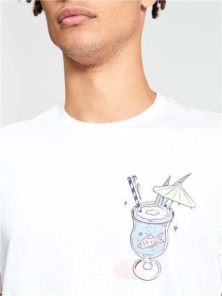 Gold Fish Bowl Tee in White