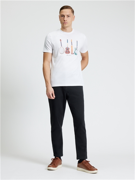  Short Sleeve Jumble Guitars Tshirt in White