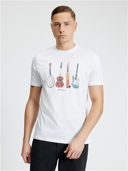  Short Sleeve Jumble Guitars Tshirt in White