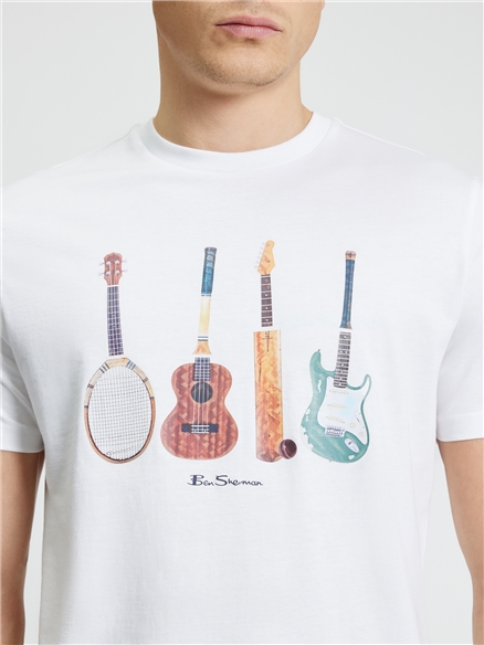  Short Sleeve Jumble Guitars Tshirt in White