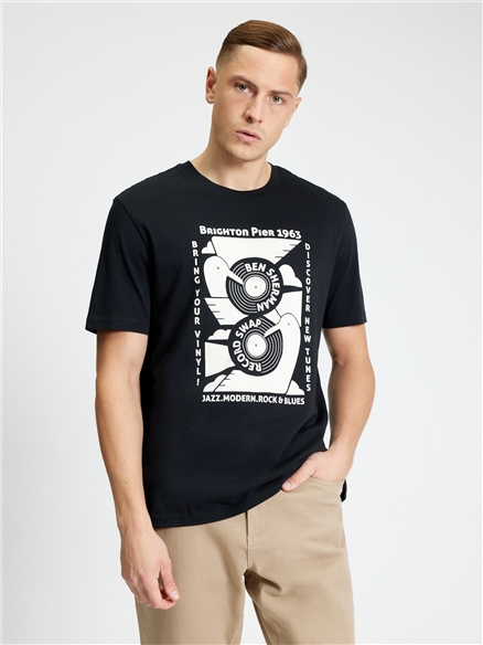 Record Swap Tee in Black