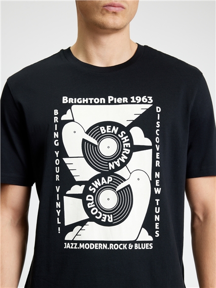 Record Swap Tee in Black