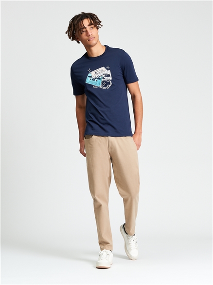  Short Sleeve Cassette Stack Tshirt in Dark Navy