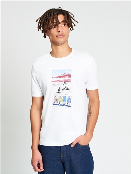 Short Sleeve Post Card Tshirt in White