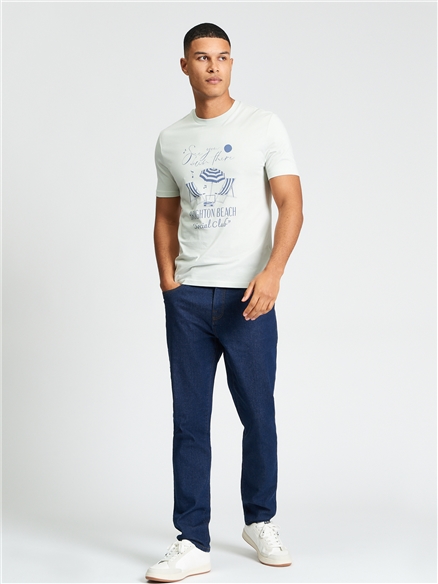 Short Sleeve Brighton Beach Social Club Tshirt in Blue Grey