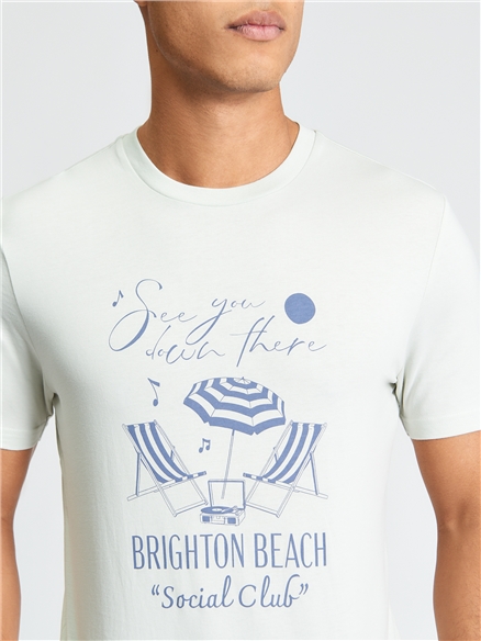 Short Sleeve Brighton Beach Social Club Tshirt in Blue Grey