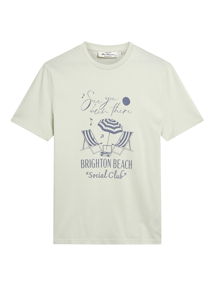 Short Sleeve Brighton Beach Social Club Tshirt in Blue Grey