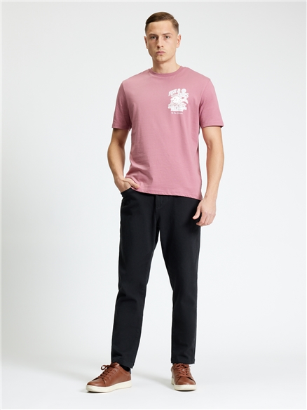 Short Sleeve Fish And Chips Tshirt in Raspberry