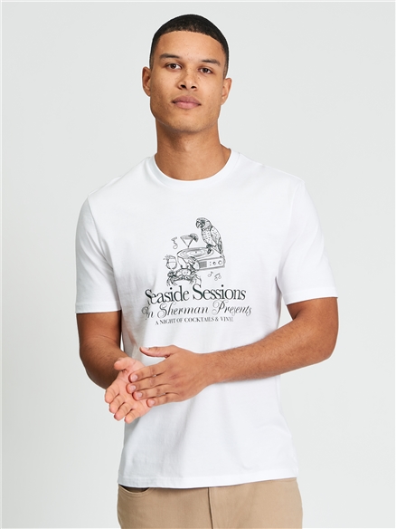 Short Sleeve Seaside Sessions Tshirt in White