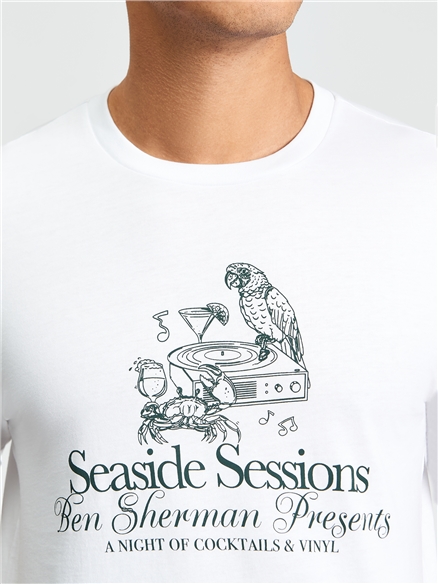 Short Sleeve Seaside Sessions Tshirt in White