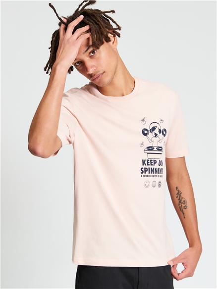Short Sleeve World Dj Tshirt in Blush Pink