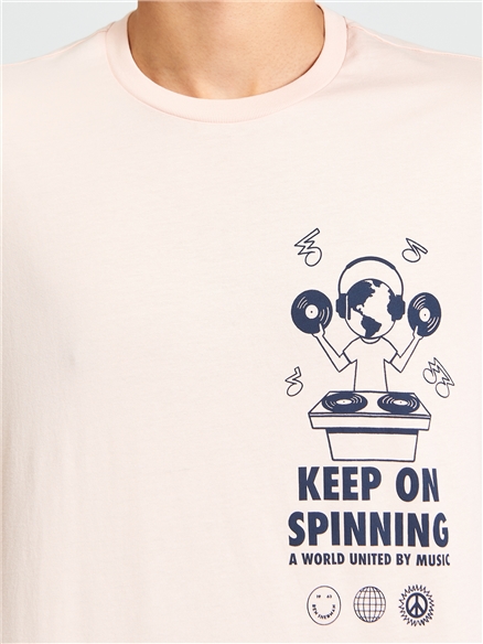 Short Sleeve World Dj Tshirt in Blush Pink