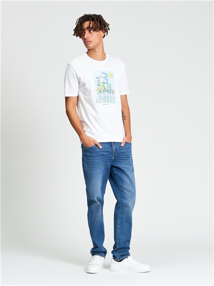 Short Sleeve Festival Flag Tshirt in White