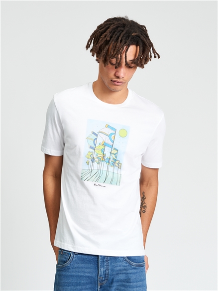Short Sleeve Festival Flag Tshirt in White