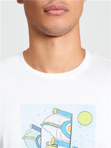 Short Sleeve Festival Flag Tshirt in White