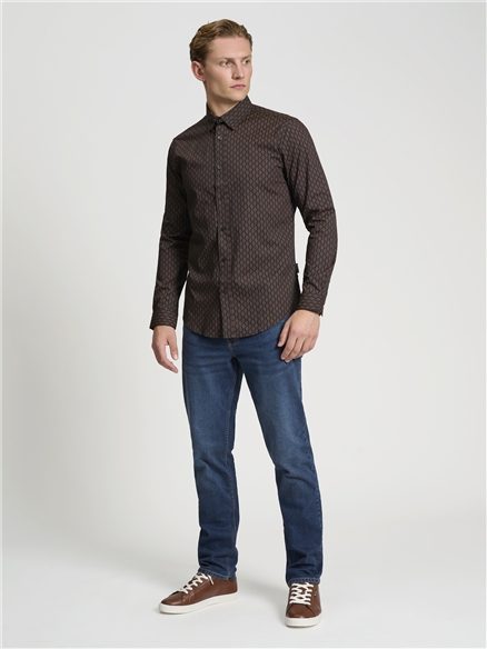 Long Sleeve Linear Geo Print