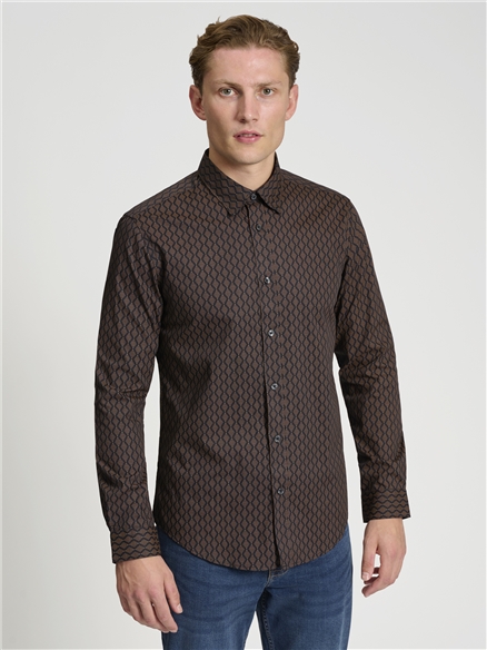 Long Sleeve Linear Geo Print