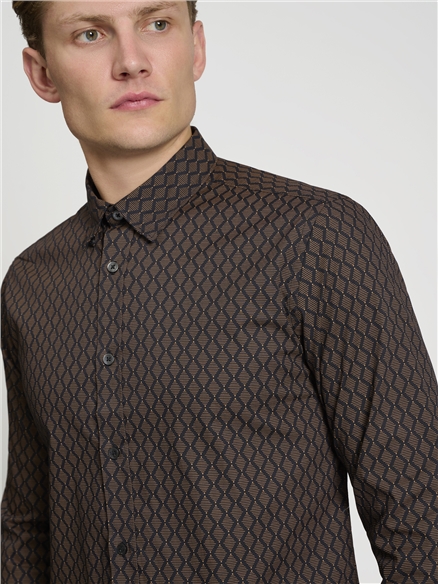 Long Sleeve Linear Geo Print