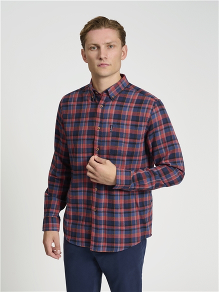 Long Sleeve Brushed Plaid Check