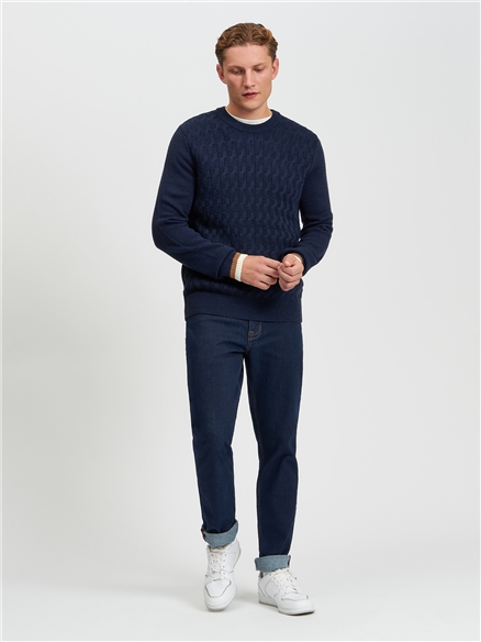 Cable Textured Crew Neck Jumper