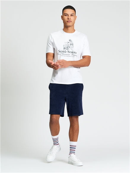 Towelling Short in Dark Navy