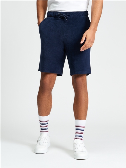 Towelling Short in Dark Navy