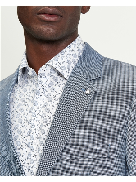 Puppytooth Linen Blend Blazer