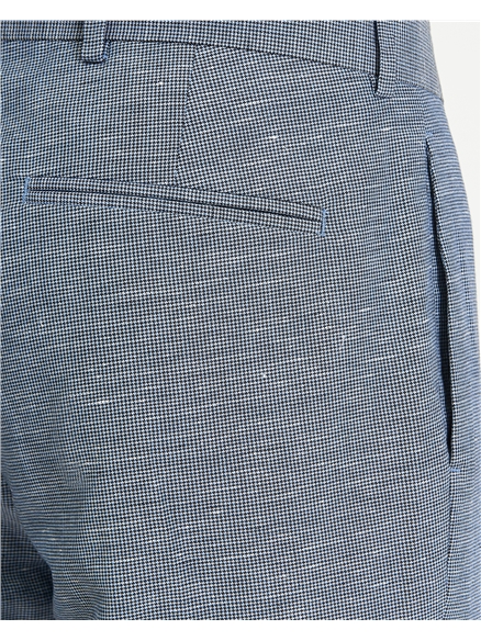 Puppytooth Linen Blend Trouser