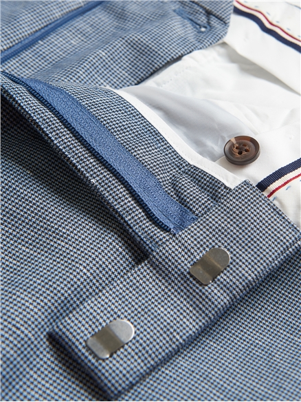 Puppytooth Linen Blend Trouser