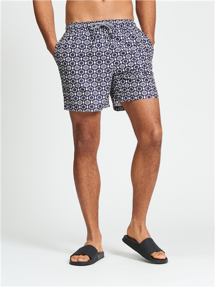 Mono Geo Swimshort in Twilight Denim
